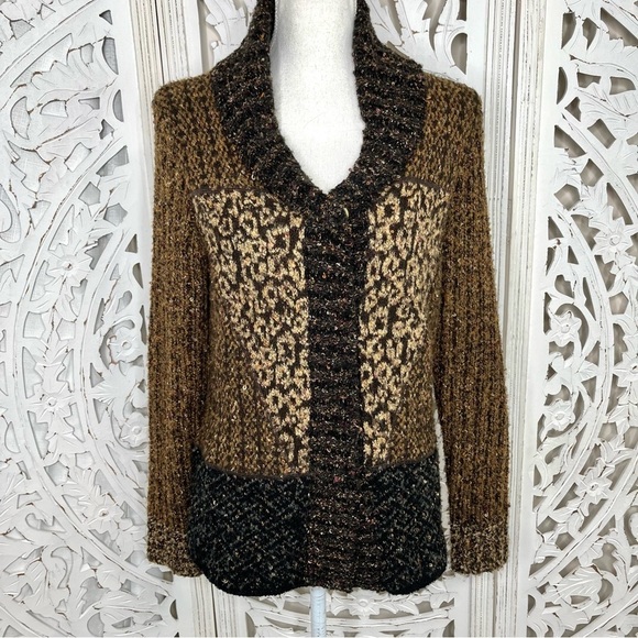 Anthropologie Curio Brown Boucle Cardigan - Picture 1 of 6